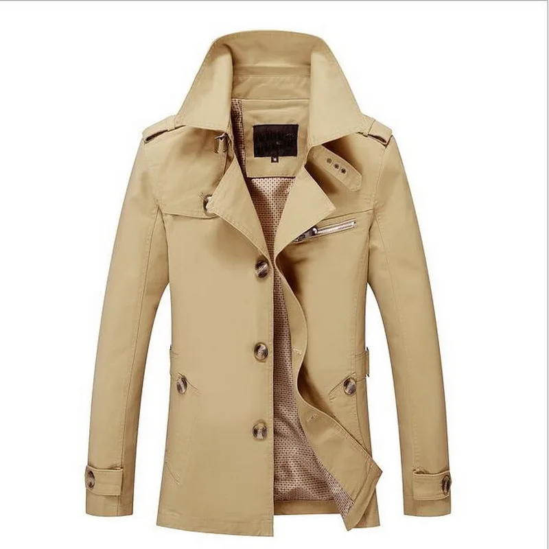 

2019 VXO New Trench Coat Men Brand Long Jacket Mens Spring Autumn Casual Windbreaker Overcoat Fashion Button Men's Jackets