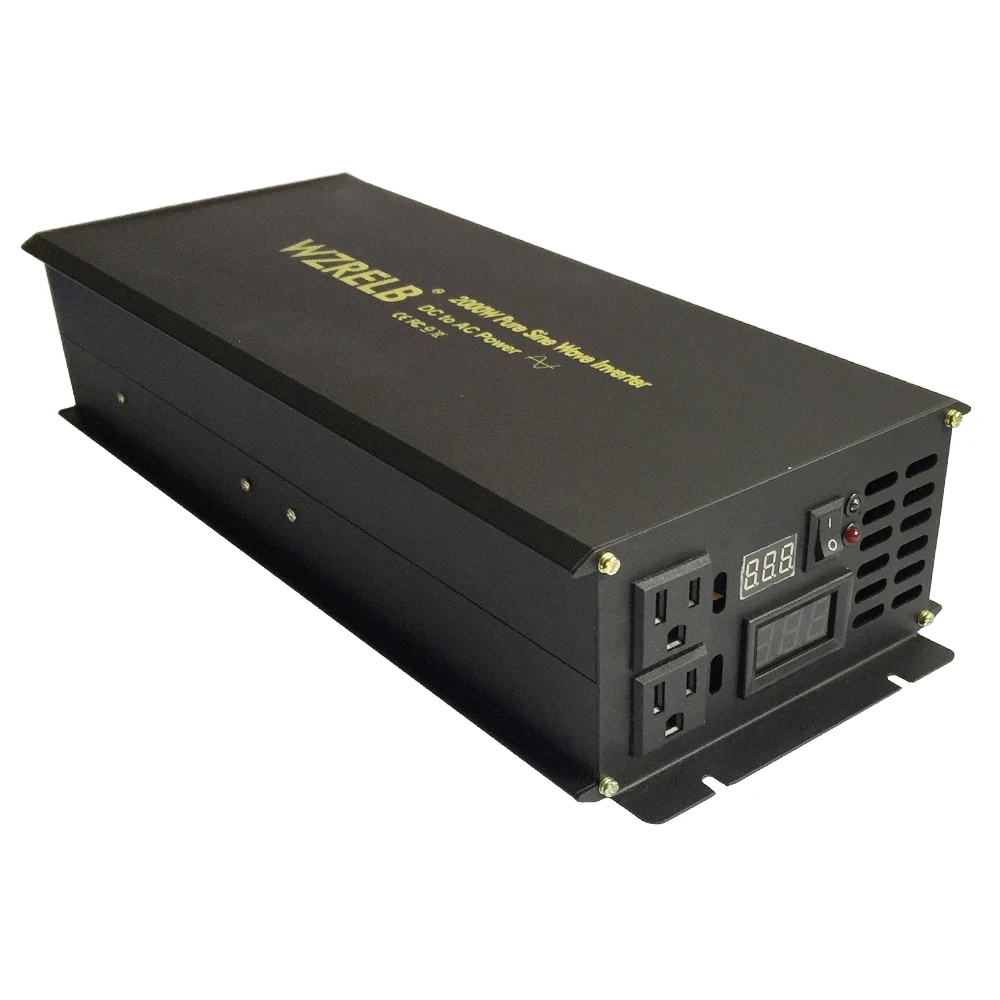 Solar Power Inverter 2000W 12V 230V Pure Sine Wave Inverter Solar Panel Converter 24V/48V DC to 110V/120V/220V AC Remote Control