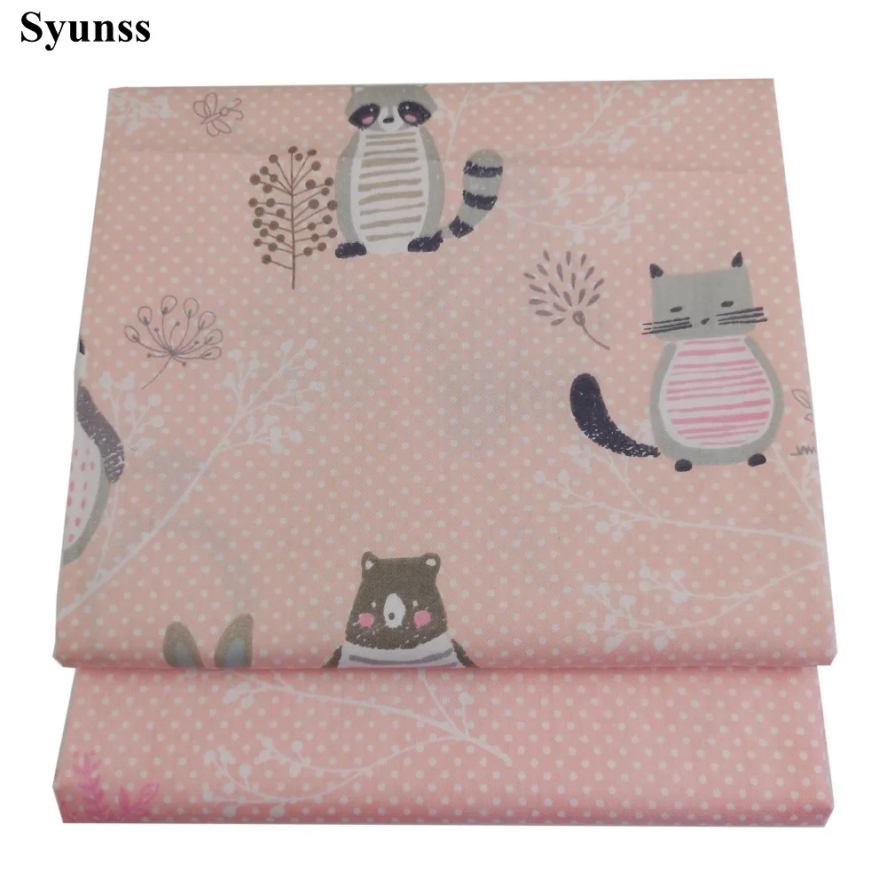 

Syunss Diy Patchwork Cloth For Quilting Baby Cribs Cushions Dress Sewing Tissus Pink Animal Dot Print Twill Cotton Fabric Tecido