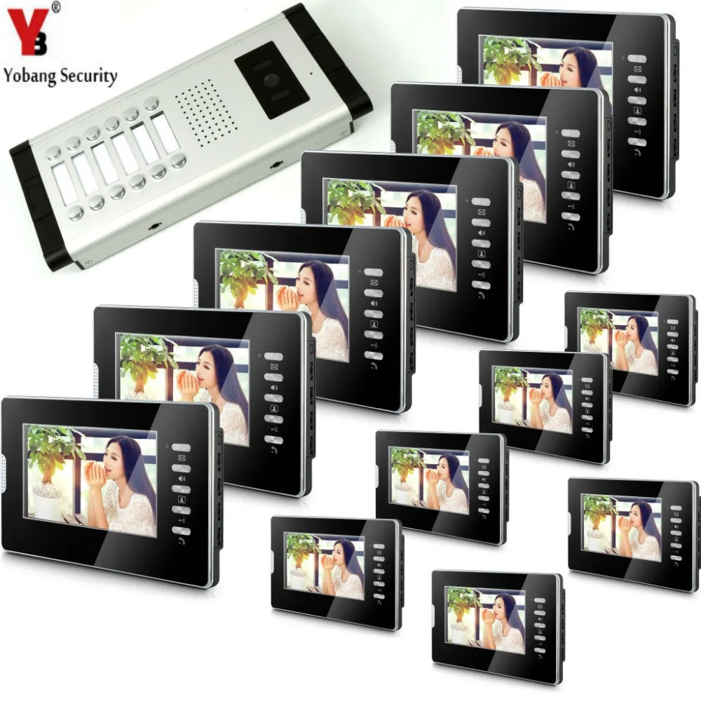 

Yobang Security Video Door Phone Intercom System Wired 7'' TFT Color Monitor Night Vision Doorbell Camera For Multi Apartment