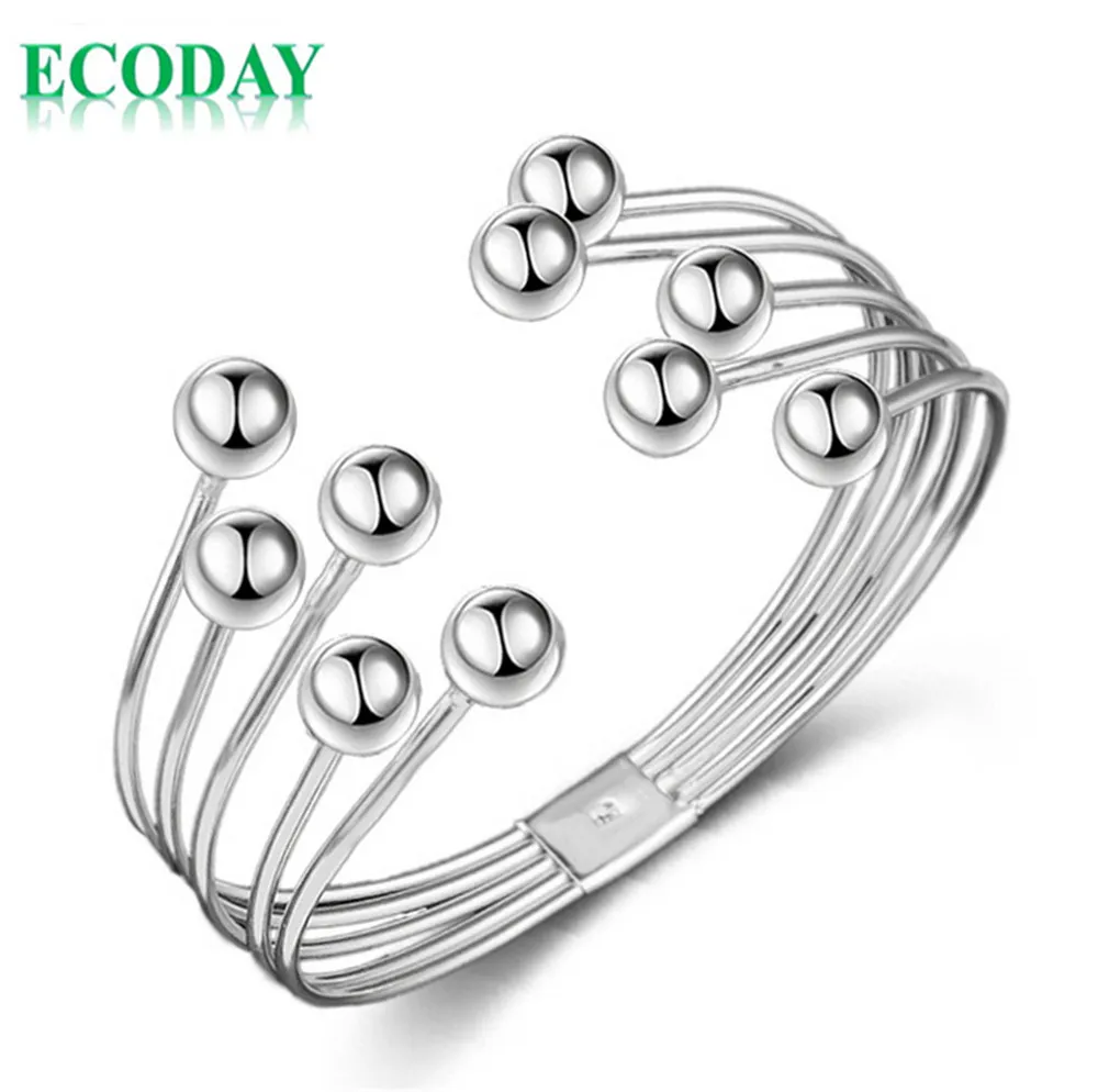 

ECODAY Fashion Jewelry Cuff Bracelets Bangles Silver Color Bangle Men Pulsera Bijoux