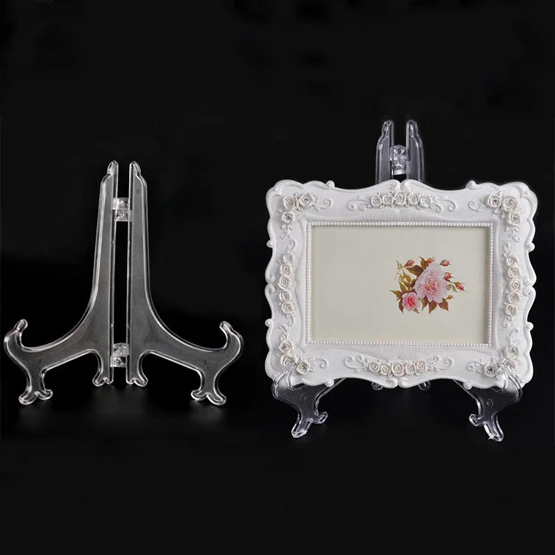 

Sale 10Pcs/Set Clear Plastic Easels Plate Holders Display Dish Rack Picture Frame Photo Book Pedestal Display Stand Stander