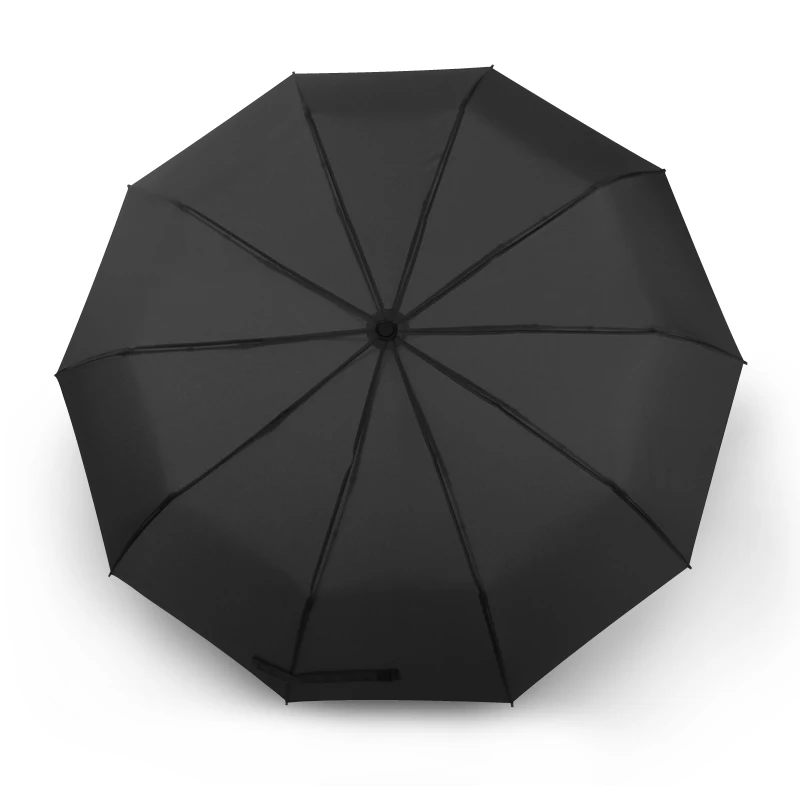 Fully-Automatic 3 Folding Umbrella Male Large Strong Windproof Unbreakable Heavy-Duty Travel Outdoor Handle Black Rain Parapluie