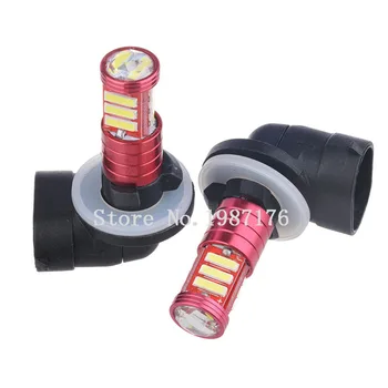 

2 X 881 H27W2 PGJ13 Cold White 550 Lumens 7020 11 SMD Auto Headlight Lamp URL Bulb Car LED Fog Braking Lights DC12V.