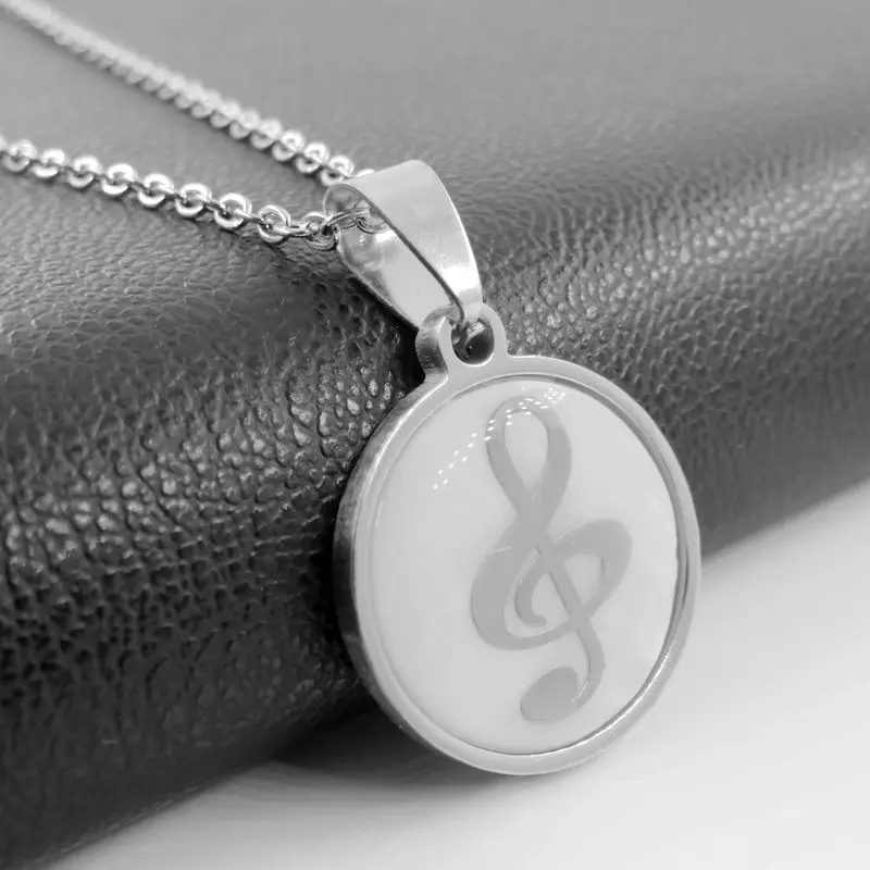 Necklace for Men Fashion Stainless steel music note pendant necklace Popular Lovely mucic sign Sweater long chain jewelry gift for woman men