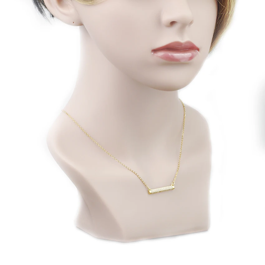 

V Attract Simple Half Cylinder Crystal Charm Collier 2018 Gold Choker Boho Jewelry CZ Bar Pendant Necklace For Women