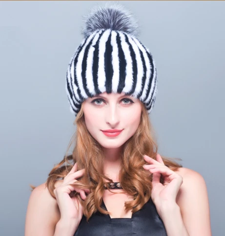 Cheap HM006 Real genuine mink  fur hat  winter women's warm caps whole piece mink fur hats