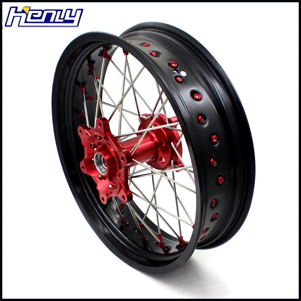 3,5/4,25 супермото Motard, колесные диски комплект для HONDA XR650L 1993 1994 1995 1996 1997 1998 1999 2000- красный ниппель CNC OEM размер