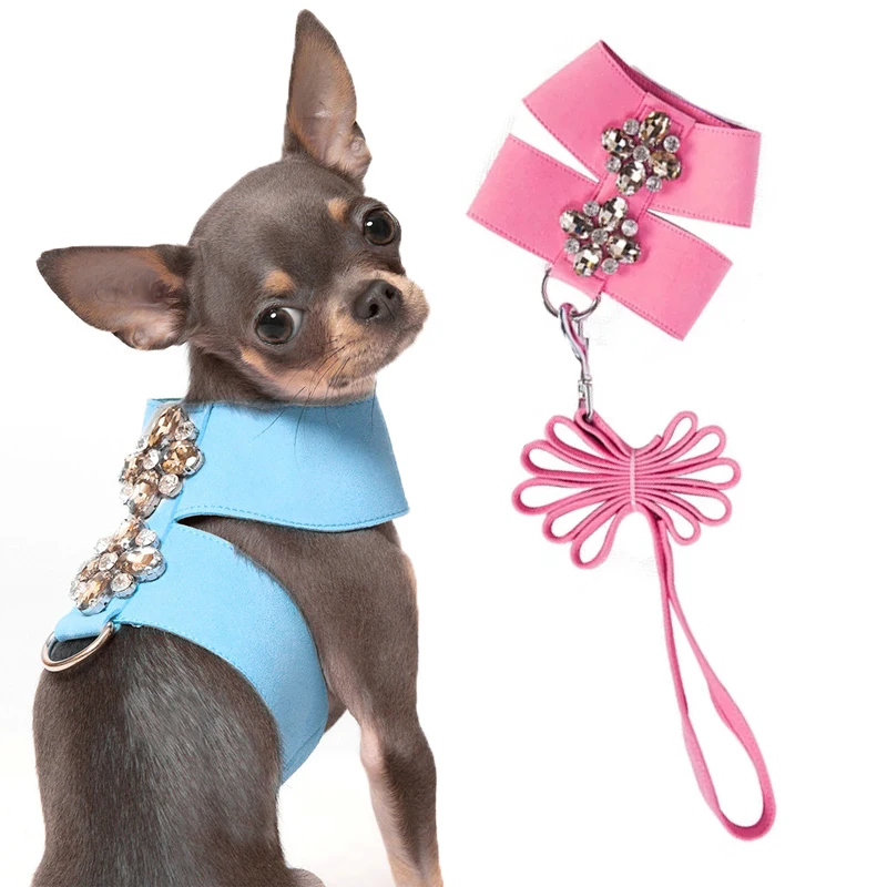 

Drop Shipping Dog Harness and Leash Set Soft Adjustable Small Dog Harness and Lead Cute Puppy Pink Sailor Walking Lead Chihuahua