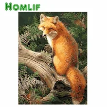 HOMLIF Новая полная квадратная/круглая дрель 5D DIY на заказ Алмазная картина "лиса животных" 3D вышивка крестиком 5D домашний декор подарки