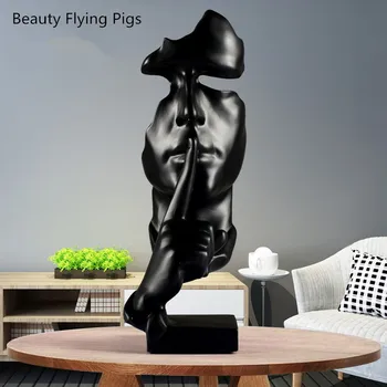 

Nordic Style Resin gold Black and White Silent Statues Slience is gold sculptures figure imitating antique decor home ornaments