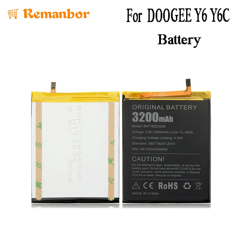 Remanbor Для DOOGEE Y6 Y6C Батарея 3200 мАч смартфон Замена аксессуары | Мобильные телефоны и