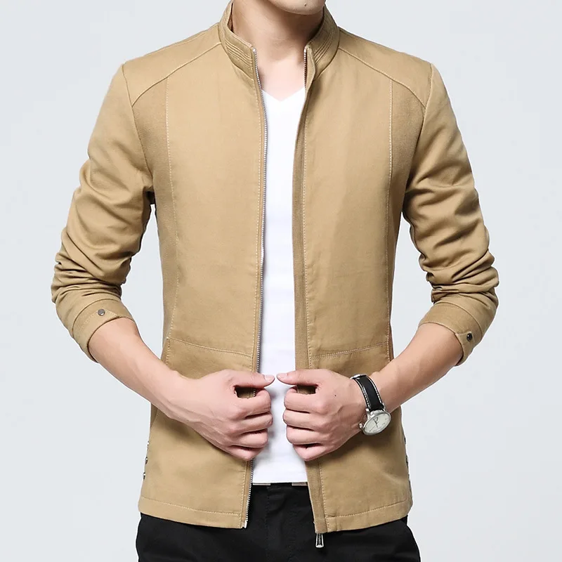 

LILL |Men's Autumn Casual Jackets Stand Collar Slim Fashion Jackets Man Zipper Solid Jaqueta Masculina 4XL Formal Jackets XAA064