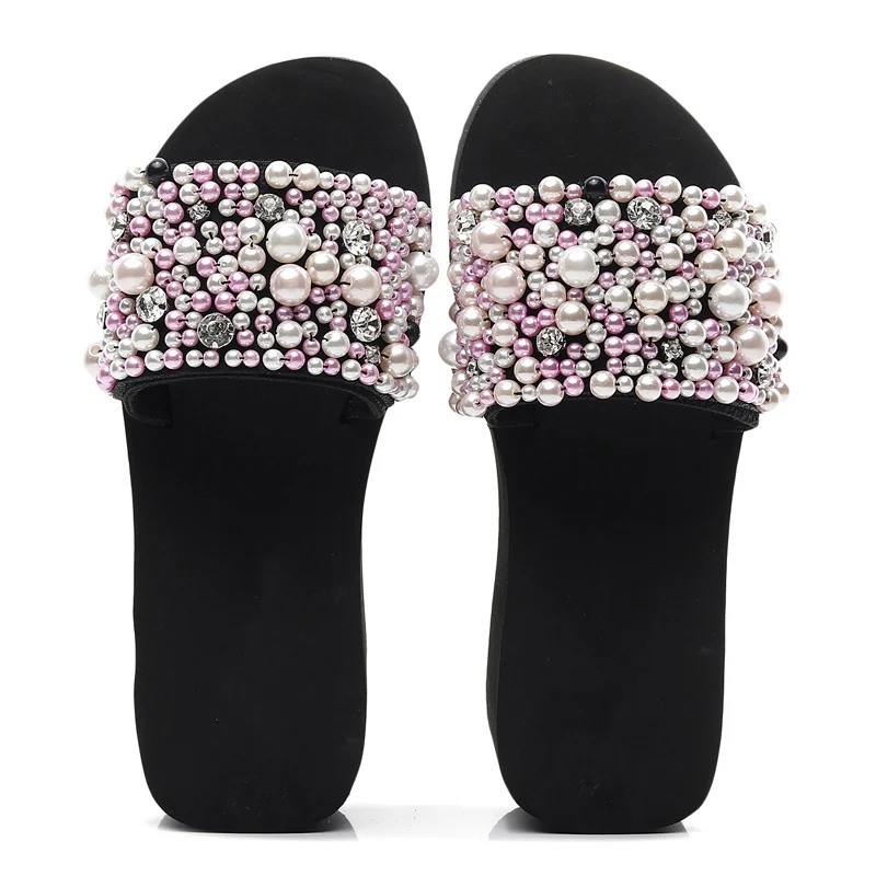 Pearl Beach Slippers Womens Holiday Fashion Slippers Women Slopes Outside Summer Thick Bottom luxury shoes women Flip Flops