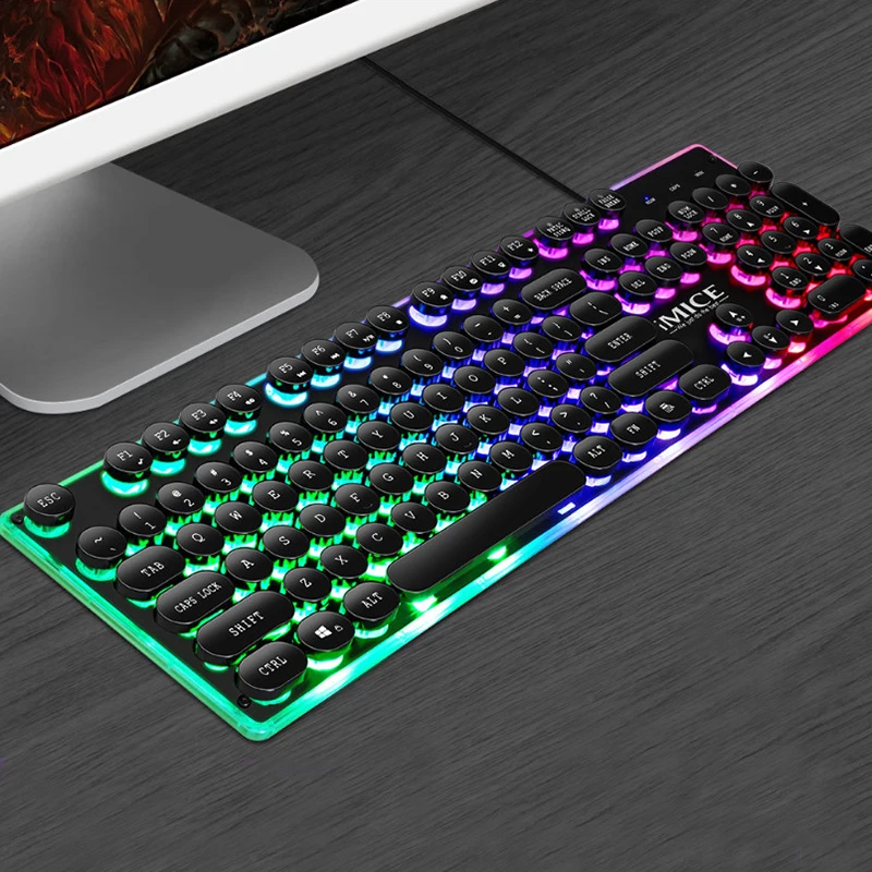 iMice Pro Gaming Keyboard 104 Keys Rainbow Backlit Keyboards USB Wired