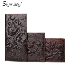 Genuine Leather Men Wallets Vintage Famous Brand Design Card Holder Purse Bag Fashion Long Wallet Clutch