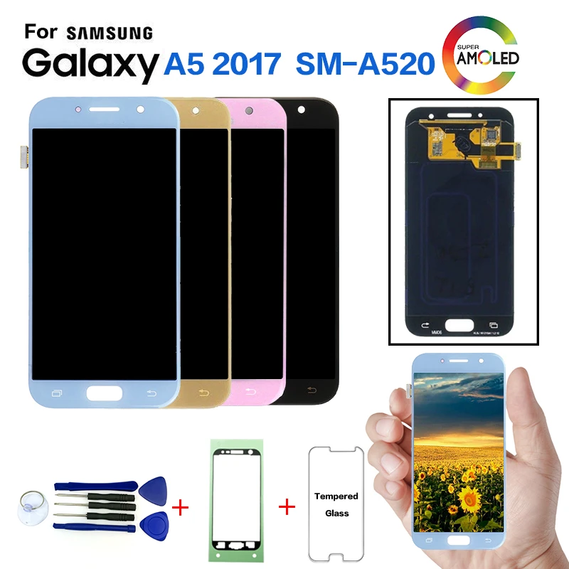 AMOLED для SAMSUNG Galaxy A5 2017 SM-A520F дисплей ЖК-экран Замена Samsung SM-A520K A520S A520L A520W модуль