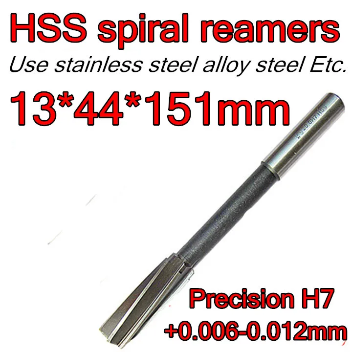 

13.0*44*151mm 1pcs Processing length 44mm Petiole 10mm HSS spiral reamers drill Precision H7 +0.006-0.012mm