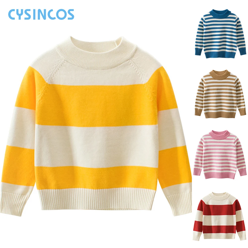 

Kids Girl Boy Knitting Sweater Striped Pullover Sweater Clothing Children Autumn Winter Clothes Baby Cotton Tops Outfit Costumes