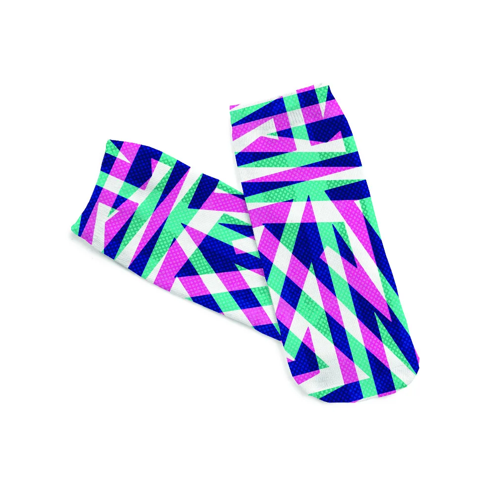 Для женщин Детские короткие носки Творческий Цвет узор 3D носки с принтом Street Стиль Harajuku сжатия Семья Смешные Носки
