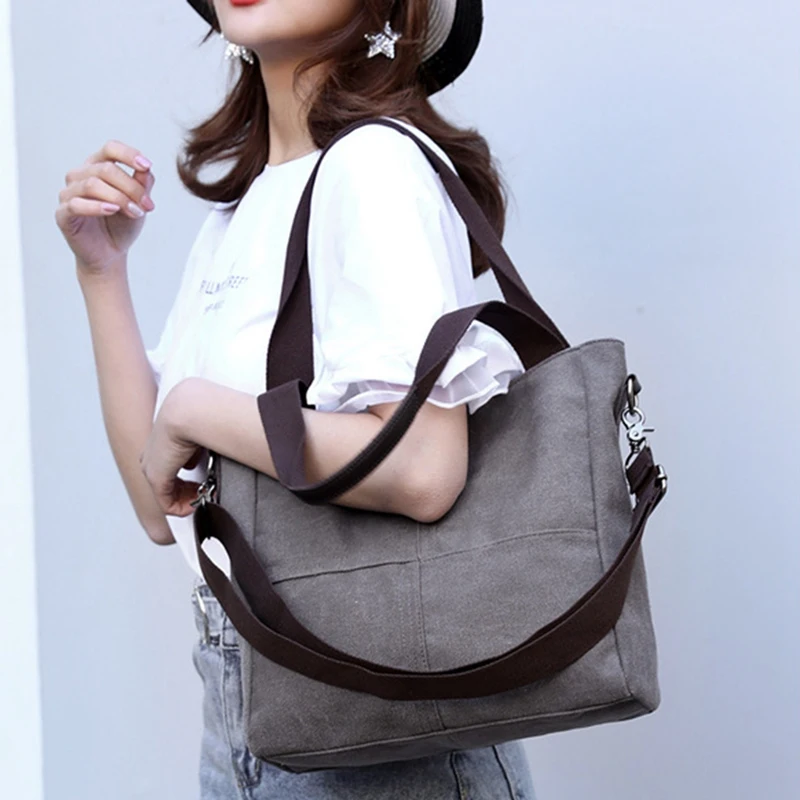 

JHD-Women Style Solid Zipper Bags Literary Simple Messenger Bag Canvas Bag Shoulder Bag