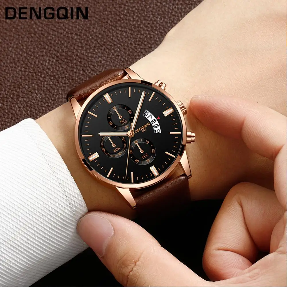 Men Luxury Quartz business leather band Watch male fashion 2019 new