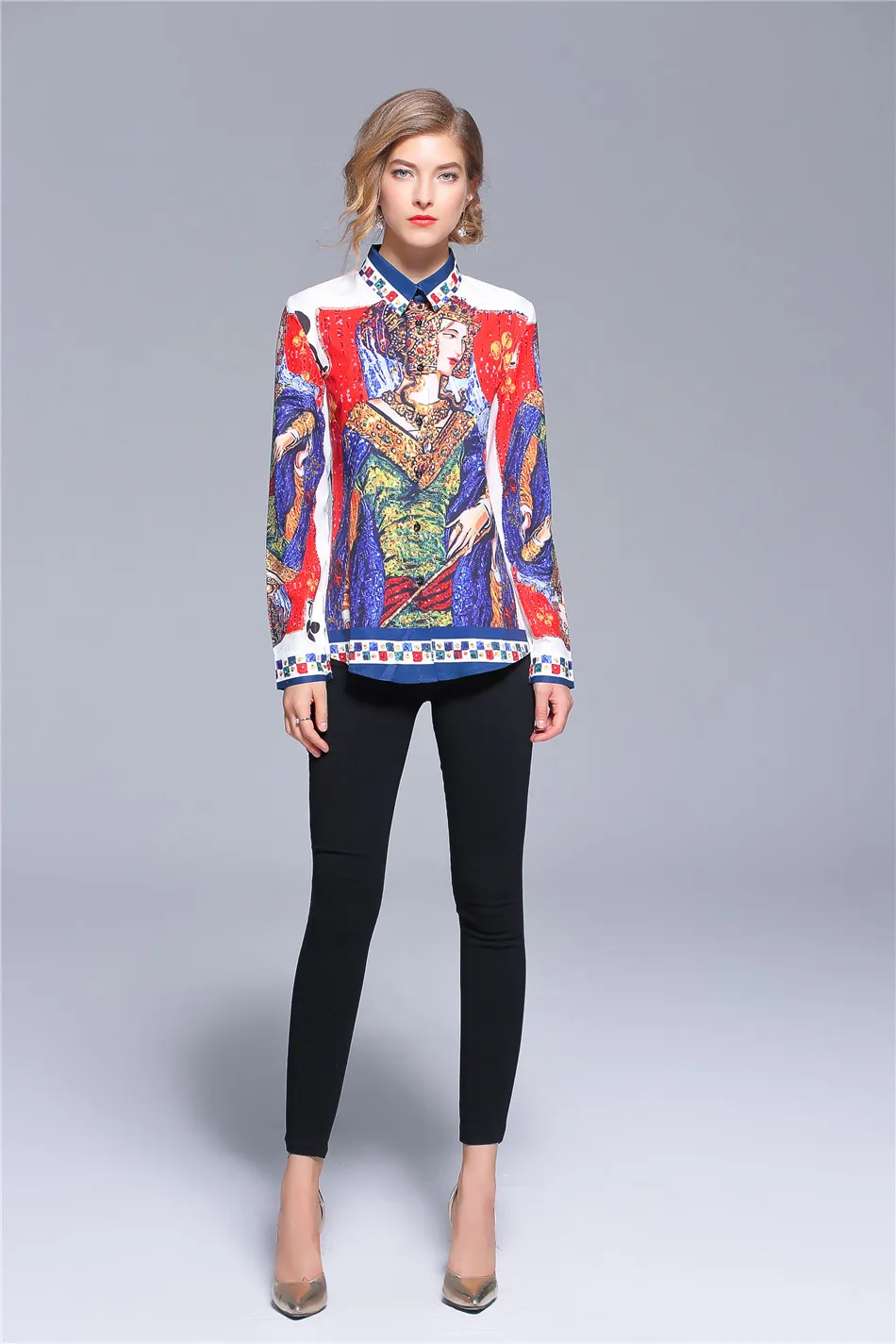 Осенние Рубашки женские блузки с длинным рукавом рубашки Подиумные дизайнерские топы для женщин топ брендовые Роскошные блузки с принтом Blusa Feminina