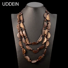 UDDEIN Bohemen Verklaring Ketting Vrouwen Multi Layer Bib Kralen Hout Hanger Lange Ketting Vintage Boho Sieraden Handgemaakte Kraag(China)