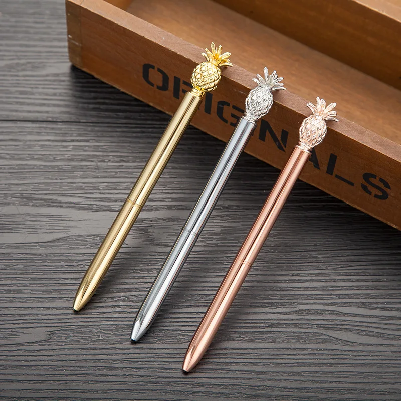 

Rose Gold Pen 1.0mm Metal Ballpoint Pen New Strange Pineapple Pen Stationery Gift Kawaii 3 Color Optional School Office Supplies