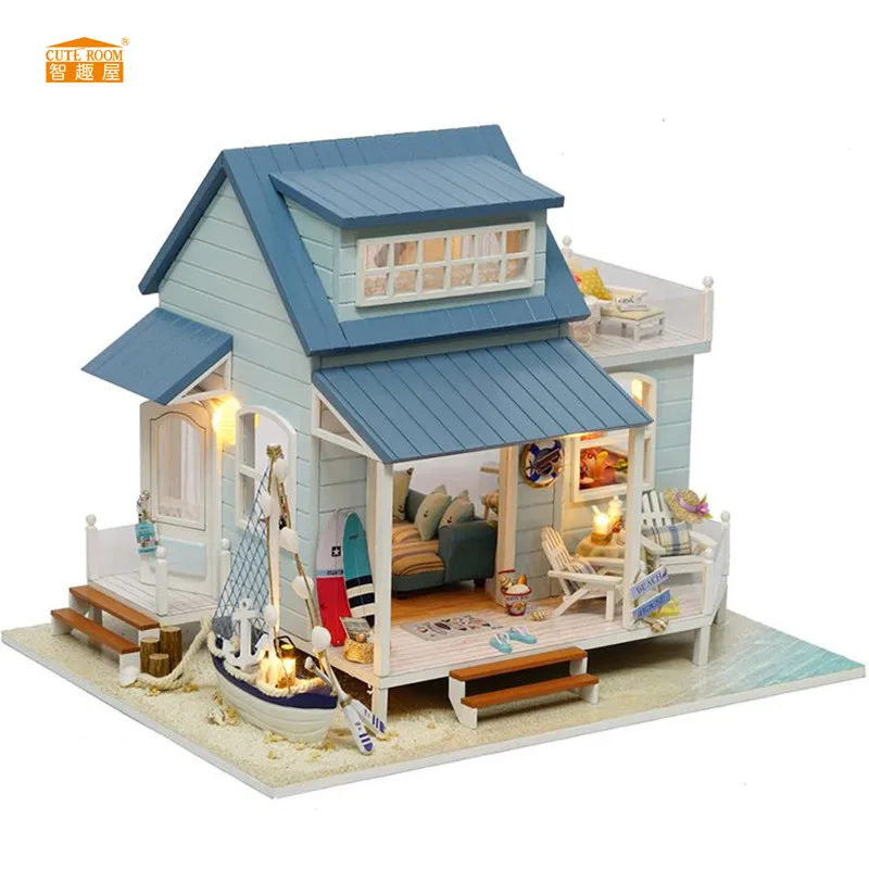 

CUTE ROOM New arrival Miniature Wooden Doll House With DIY Furniture Fidget Toys For Kids Children Birthday Gift A037