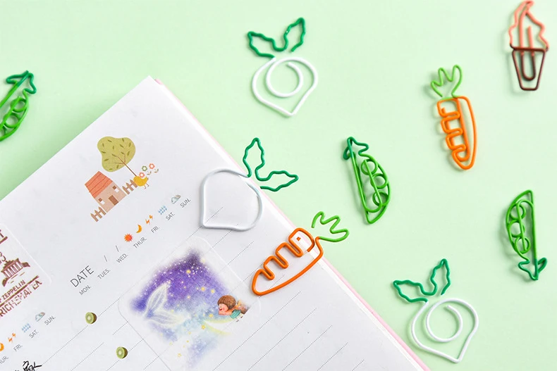 4 шт Kawaii Мультфильм овощные морковь стикеры мороженое Клип Творческий металлические закладки DIY студент канцелярский школьный офисный