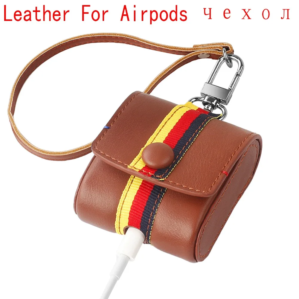For Apple Airpods Case Leather Airpos Cover Cases Brown PU Protective Cases For Air Pods Eirpods Arpods Headphone Erpod Skins