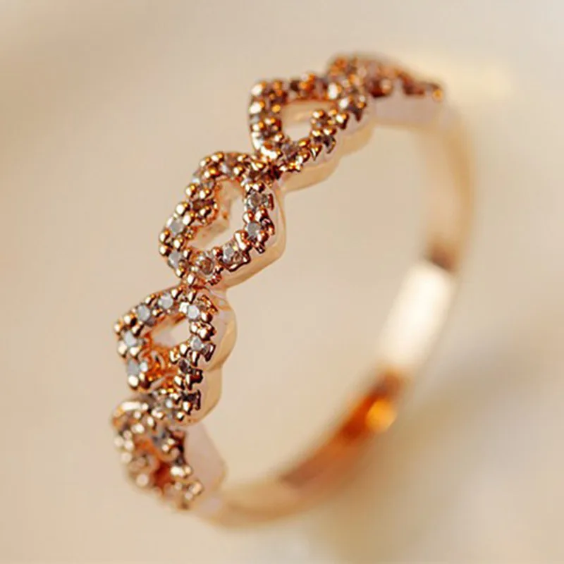Female Heart Ring Exquisite Love Crystal Rings Wedding Engagement