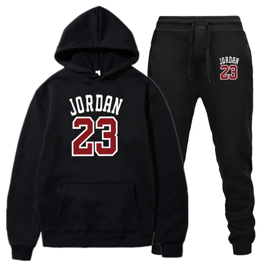 

Autumn Brand Tracksuit Casual JORDAN 23 Men Sportswear Two Piece Sets All Cotton Fleece Thick hoodie+Pants Sporting Suit Male