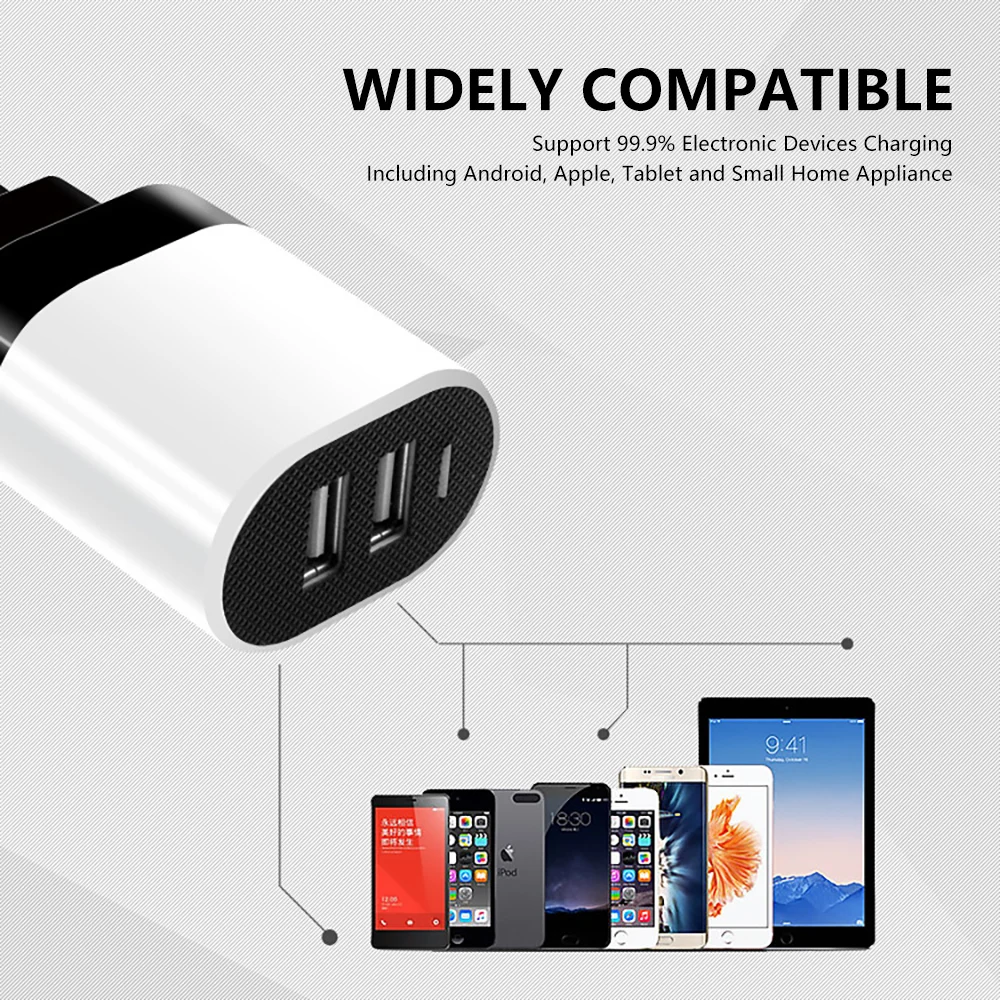 SeenDa 5 V 2.4A быстрое зарядное устройство для телефона зарядное устройство для iPhone двойное USB зарядное устройство для samsung Xiaomi светодиодный настенный USB зарядное устройство адаптер ЕС