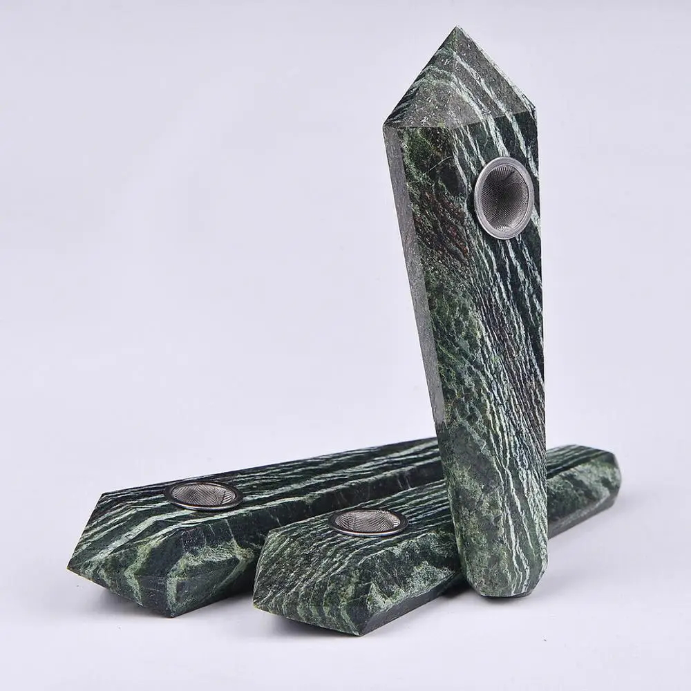 

1 Natural zebra stone Quartz Crystal Smoking Pipe+1 brush+3 Filters