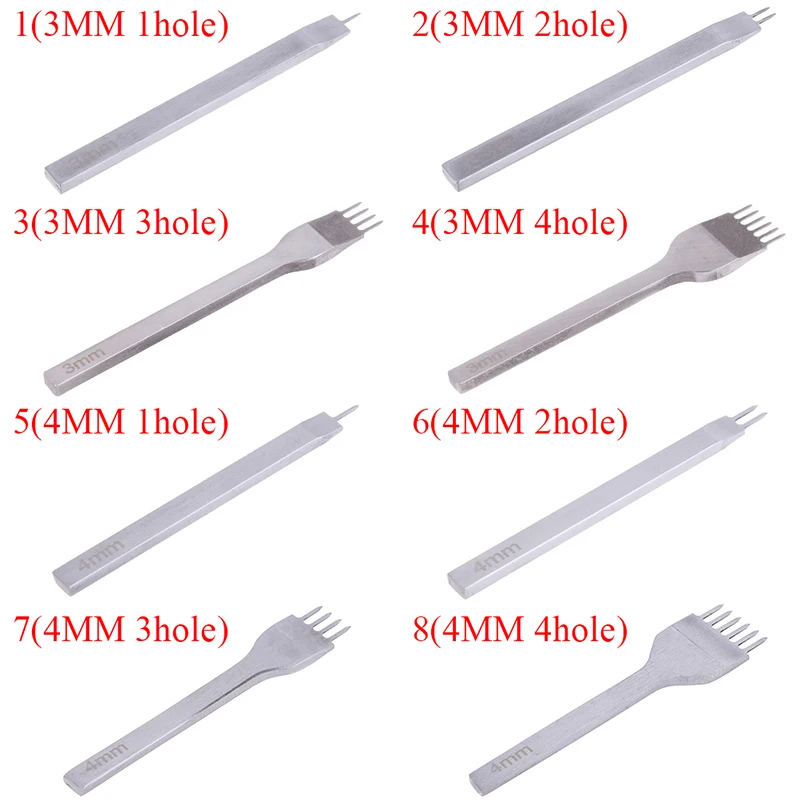 

1Pcs/lot DIY Leathercraft Tools 3mm 4mm Leather Hole Punches Stitching Punch Tool 1 ,2 ,4 ,6 Hole Prong Tools For Leather Belt