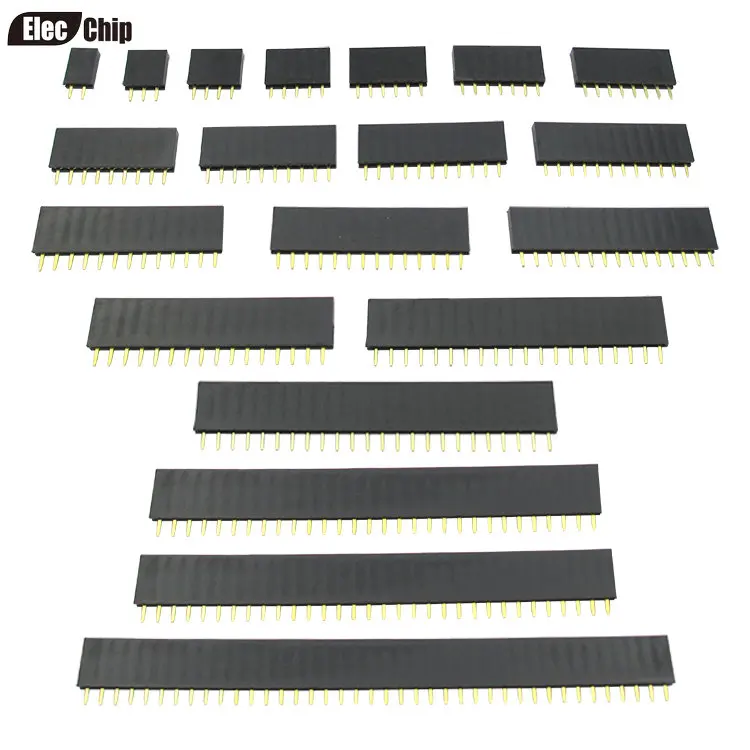 

100pcs Single row female 2.54MM spacing Pin socket female Header Connector 2P 3P 4P 5P 6P 7P 8P 9P 10P 12P 14P 40P