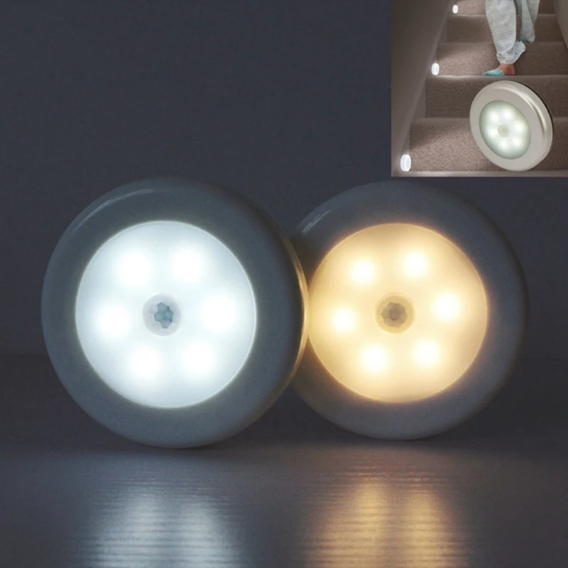 

6LED PIR Infrared Motion Sensor Night Light Battery Powered Sensor Lamp Magnetic Infrared Wall Lamp Cabinet Stairs Sensor Light