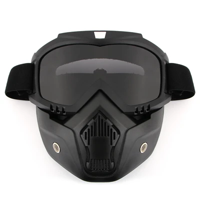 Ветрозащитные лыжные очки Защита от пыли защита для лица для езды на велосипеде маска для всего лица Теплые очки велосипедные маски с УФ-очками - Цвет: Черный