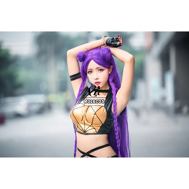 ROLECOS Game LOL KDA Cosplay Hair K/DA Kaisa Long Purple Hair New Skin Cosplay Headwear 80cm Synthetic Hair for Women