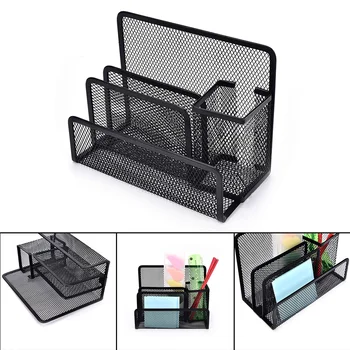 

Multi-functional Metal Mesh Desk Organizer Pen Holder Stationery File Paper Organiser Storage Collection Office School Supplies