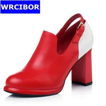WRCIBOR 2017 NEW font b Women s b font shoes Genuine leather Platform Round Toe High