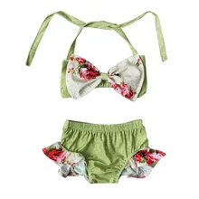 Детский купальник для девочек, bebek купальный костюм-бикини 2 шт./компл. купальник-бикини для девочек, одежда для малышей Одежда для купания для девочек, Модный Купальник