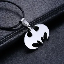 Moda erkekler takı Batman kolye paslanmaz çelik kolye deri zincir erkekler kolye kolye