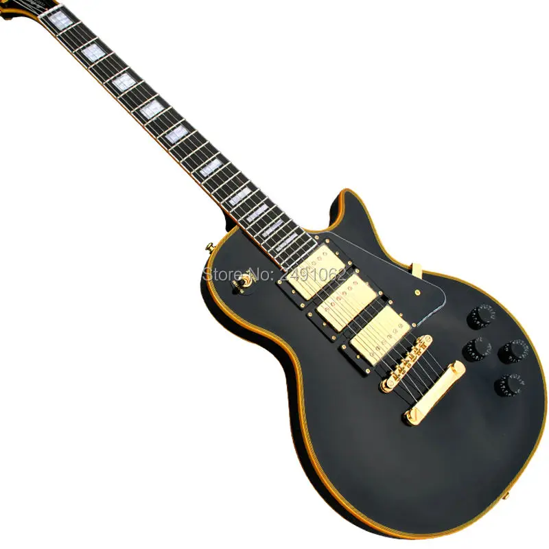 

Hot wholesale high quality black 3 pickup G custom guitar with gold hardware electric guitar free shipping