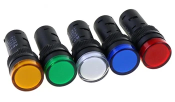 

1pcs/Lot Mixed of 12V 24V 220V 16mm Red, yellow, blue green white Mount Size Power Indicator Signal AD16-16C