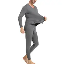 MUQGEW Новая мужская пижама с длинным рукавом, Хлопковая пижама с брюками, теплая одноцветная Пижама, Повседневная Домашняя одежда, модная Пижама# AA