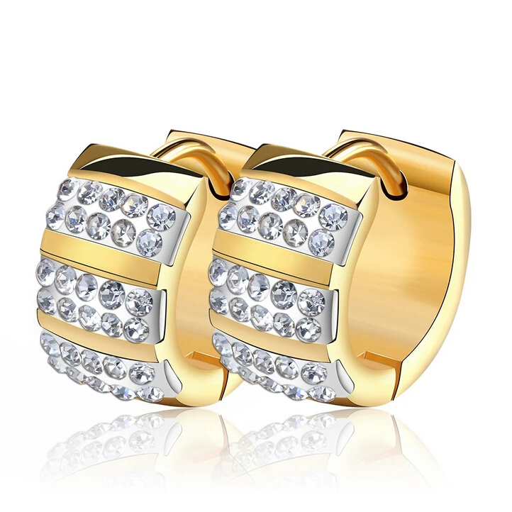Explosion proof AAA zircon four color 316L stainless steel earrings