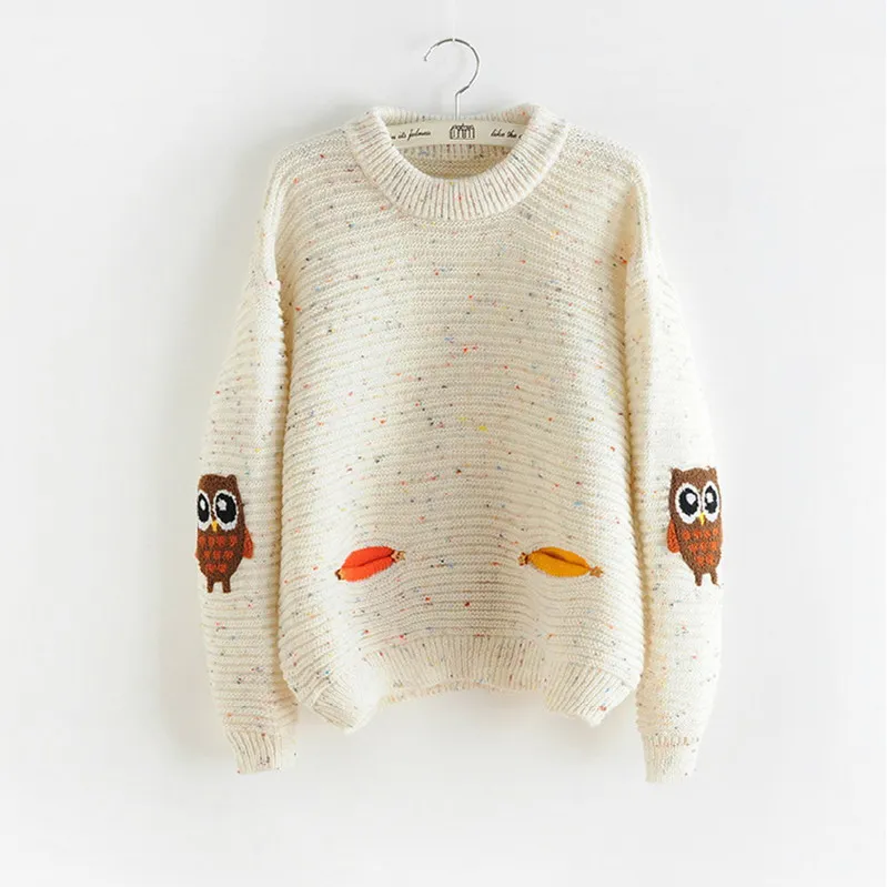 Новая мода весна осень для женщин Красочные Catton теплые свободные свитера вязаные милые пуловеры свитера - Цвет: Бежевый